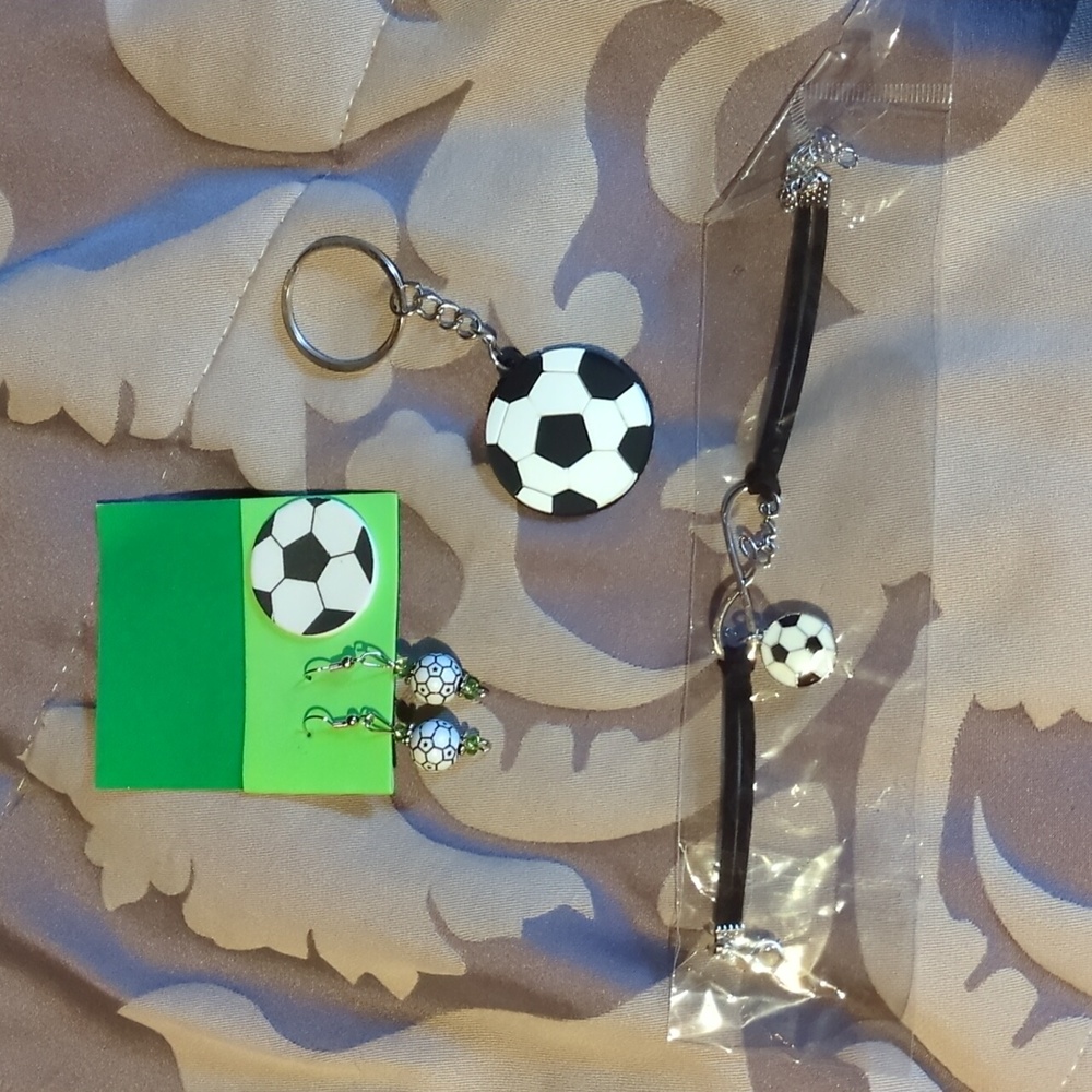 Soccer ⚽ Earrings, key chain & Bracelet